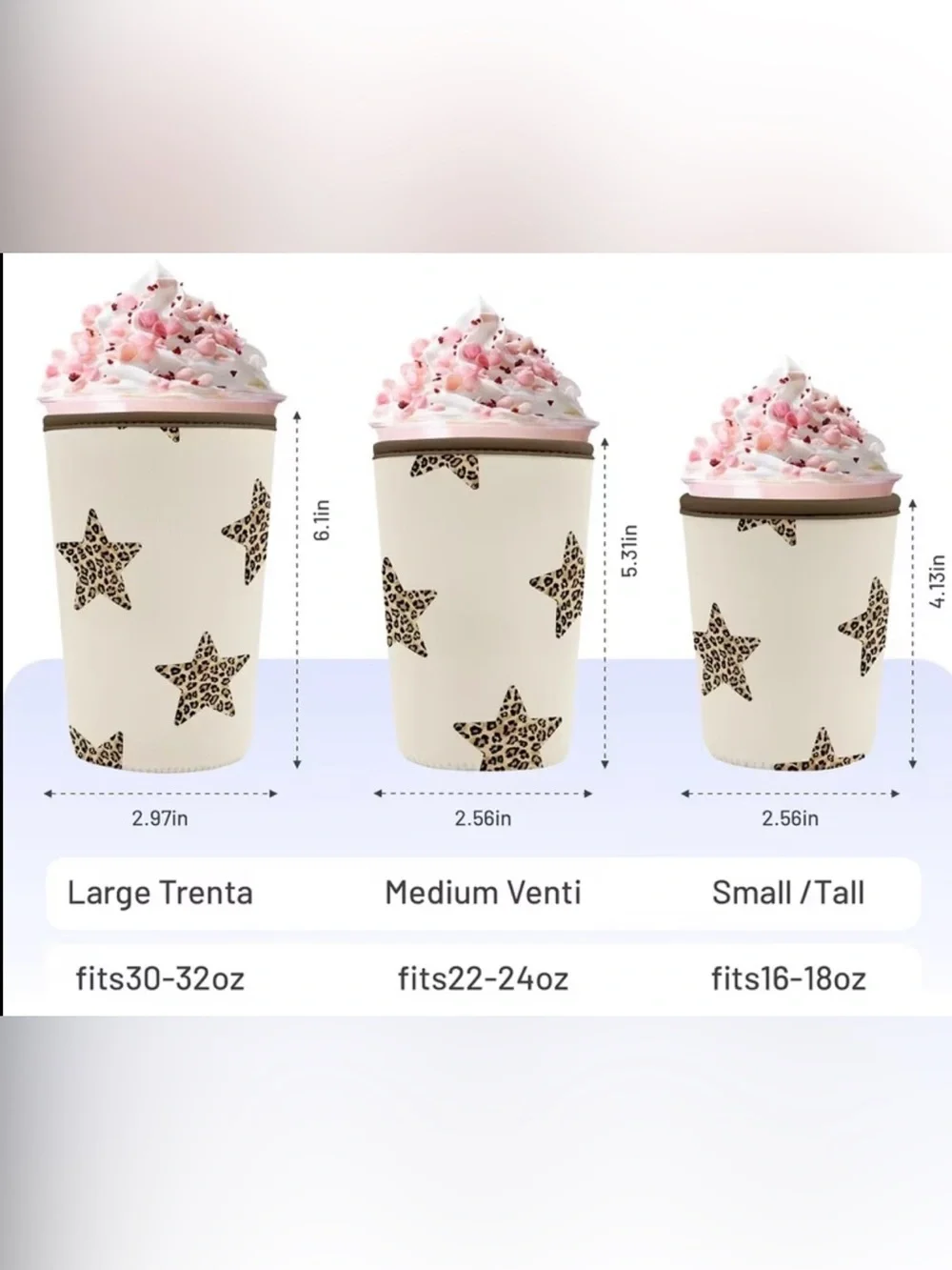 Isolated cup sleeve small med and large available pick your style and size